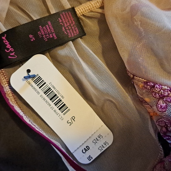 🇨🇦 La Senza ✨️NWT✨️ Size S Bikini Panties, Cream/Purple Floral Embroidery - Picture 2 of 5